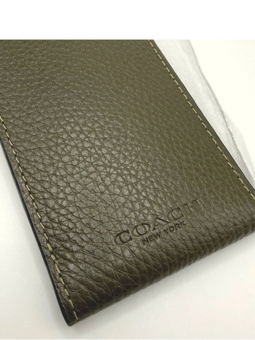Coach C5766 Cargo Green Pebbled Leather Luggage Tag Travel ID Holder NWT